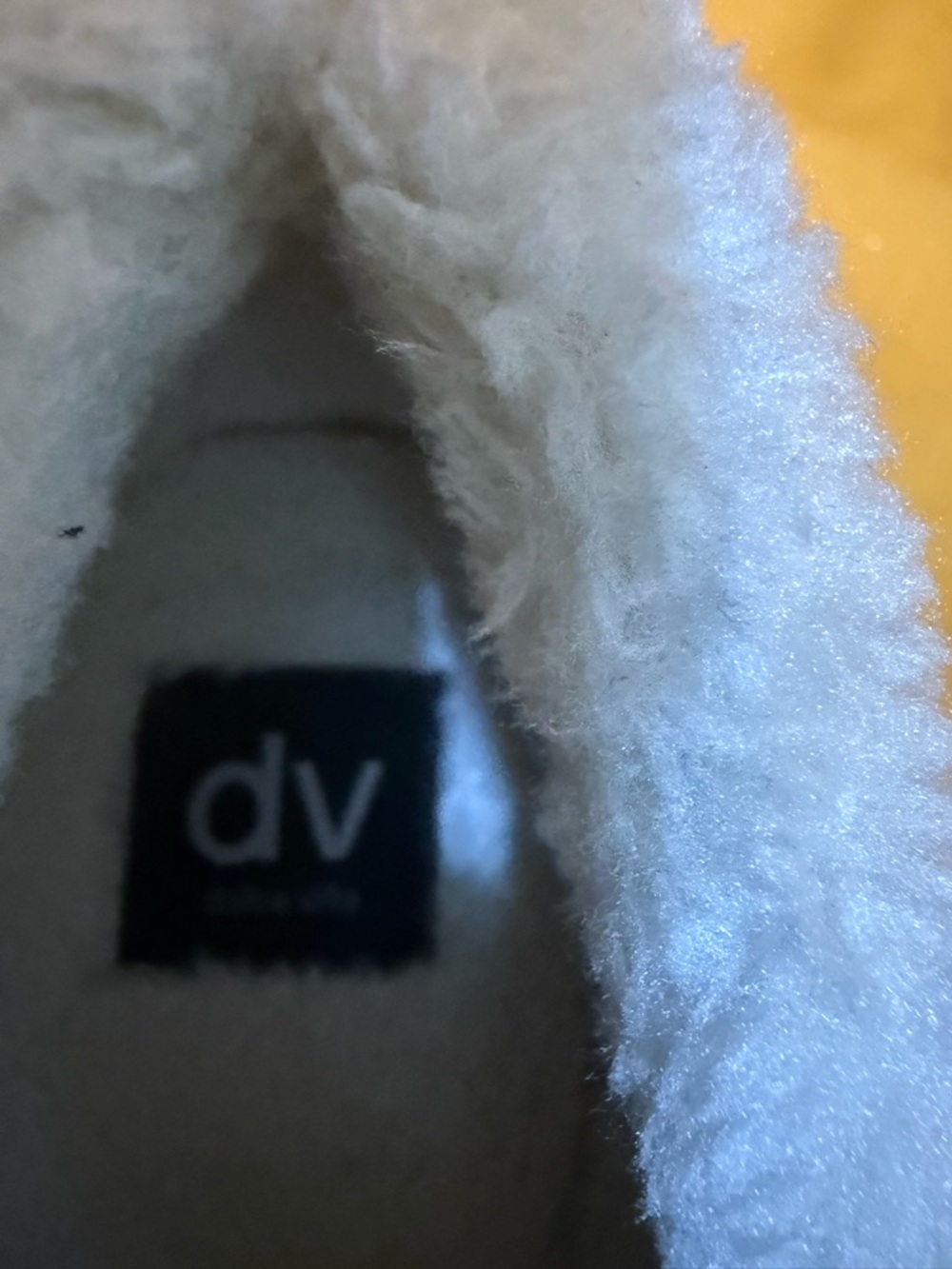 DV by Dolce Vita White Faux-Shearling Loafers with Black Chain Accent - Picture 2 of 6